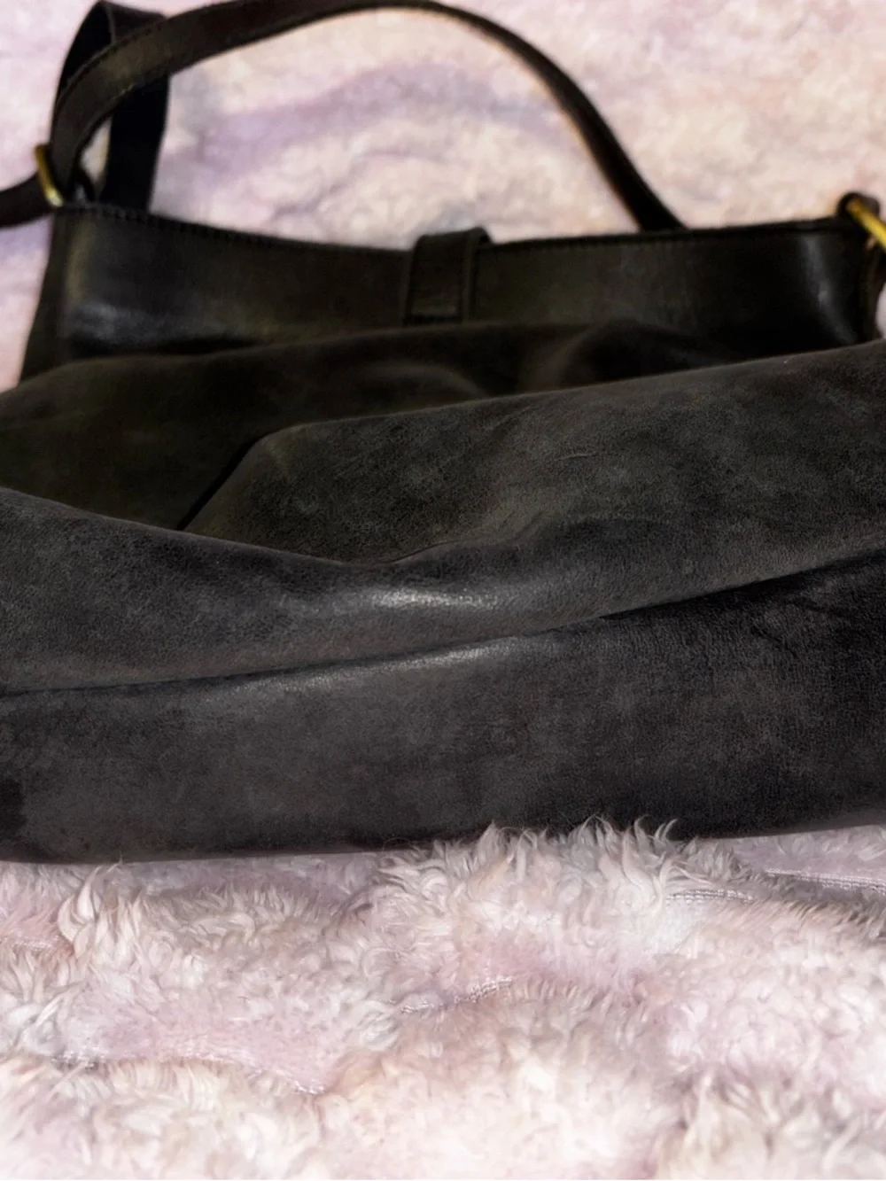 Elevate Black Leather convertible crossbody/backpack with tassel